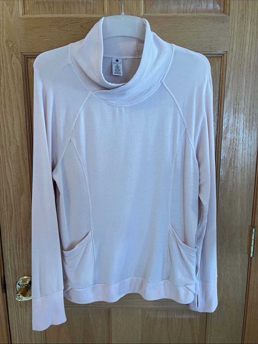 Yogalicious - Pale Pink Cowl Neck Pullover Top - Pretty in Pink - XL